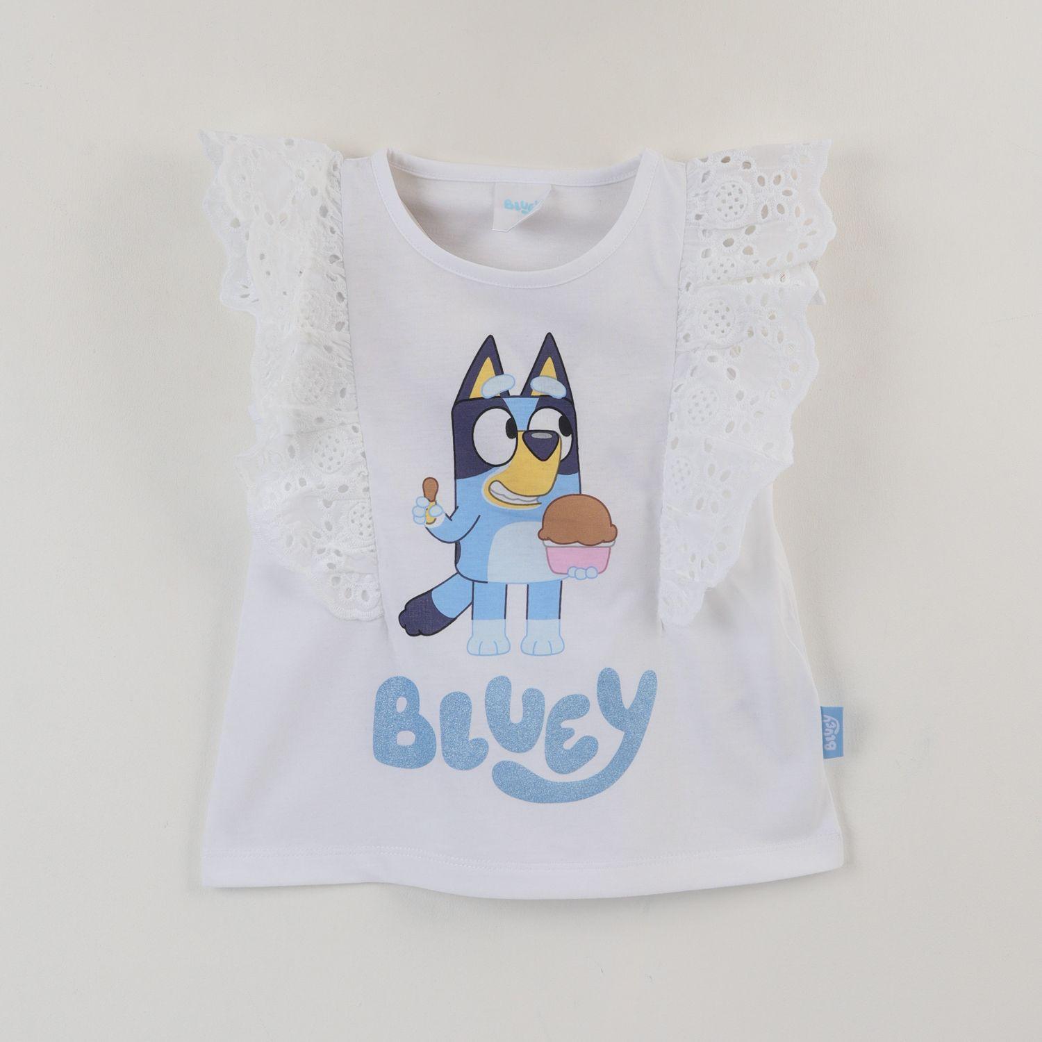 Polera Sin Manga Niña Blanco Vuelos Cake Bluey-0