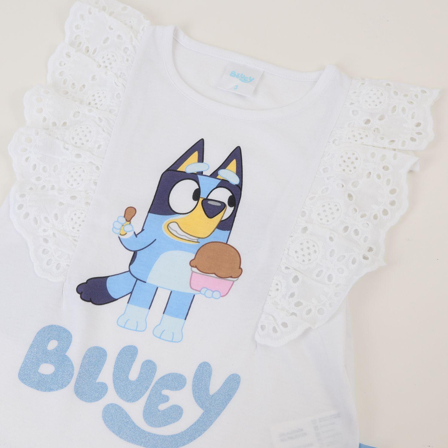 Polera Sin Manga Niña Blanco Vuelos Cake Bluey-2