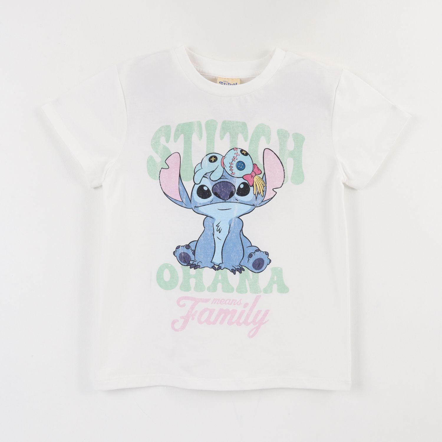 Polera Manga Corta Niña Celeste Ohana Lilo & Stitch Disney-0