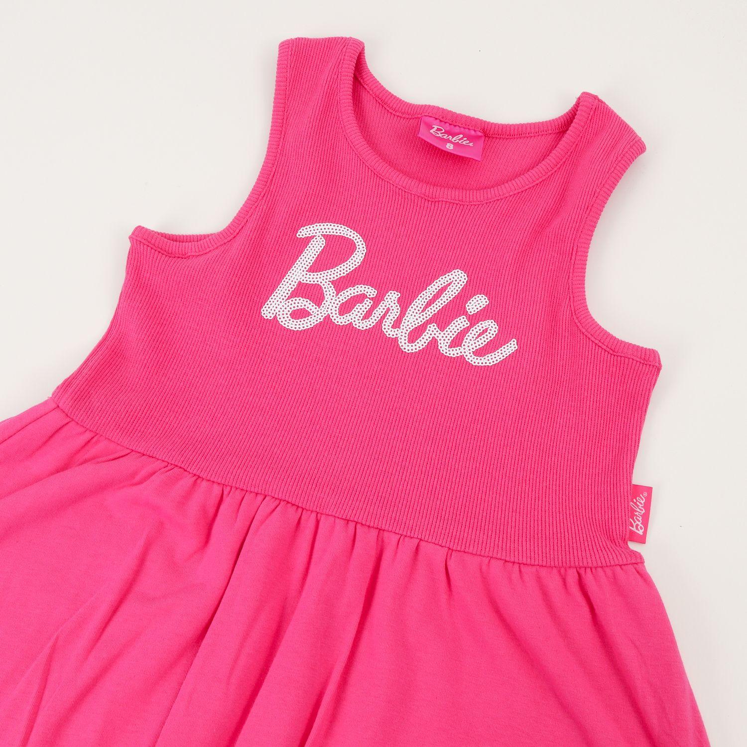 Vestido Sin Manga Niña Rosado Barbie Logo Barbie-2