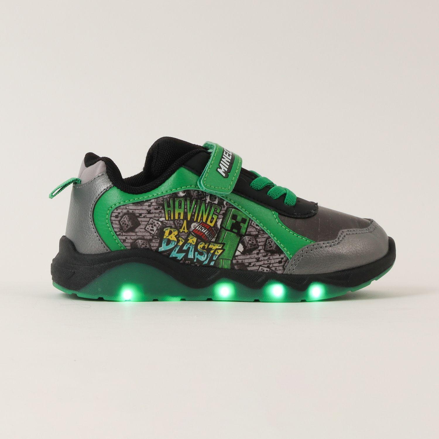 Zapatilla Con Luces Niño Creepers Negro Minecraft-0