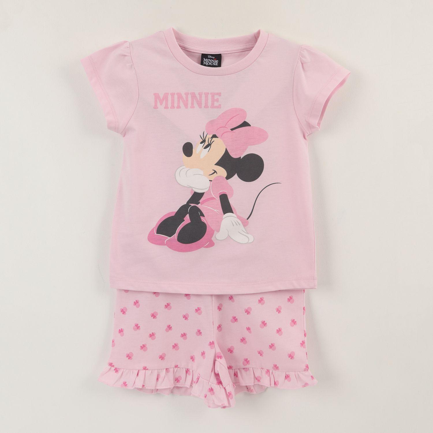 Pijama Manga Corta Niña Rosado Minnie Sentada Disney-0