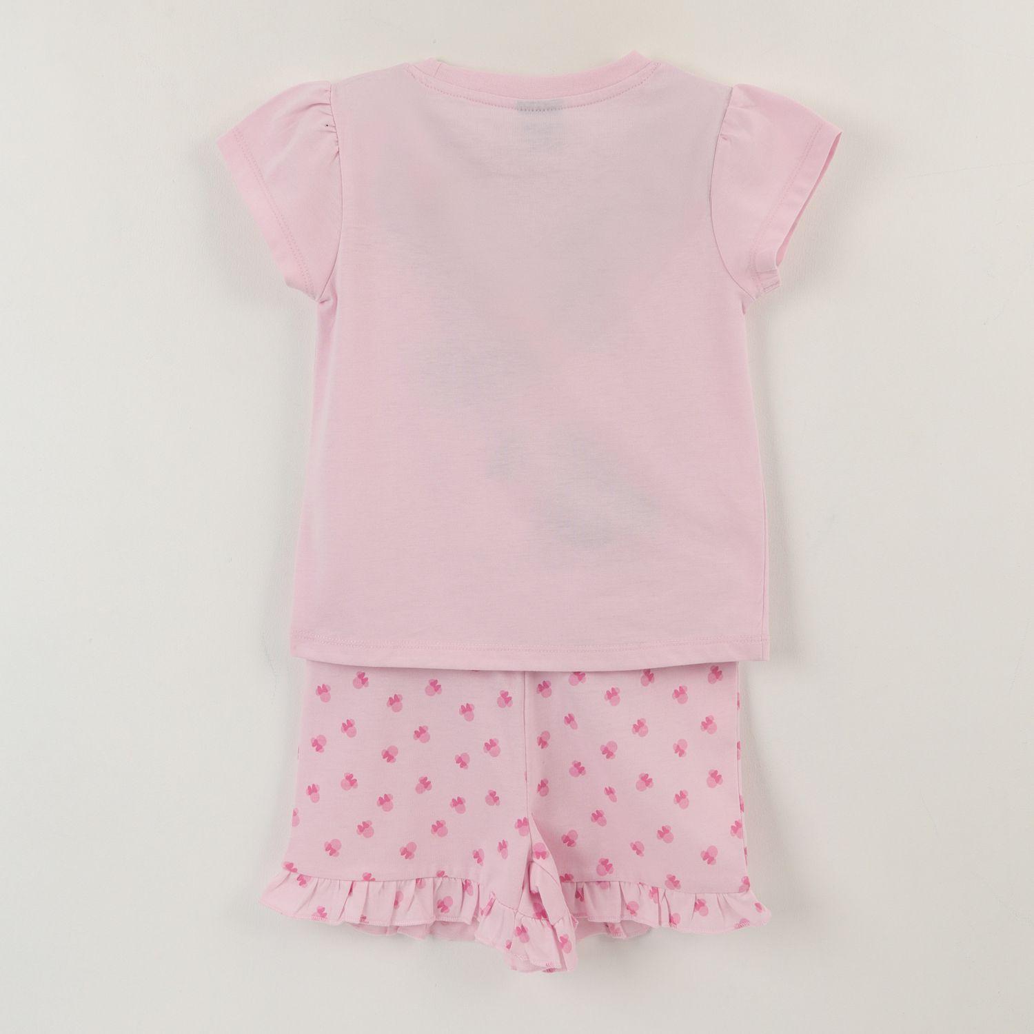 Pijama Manga Corta Niña Rosado Minnie Sentada Disney-1