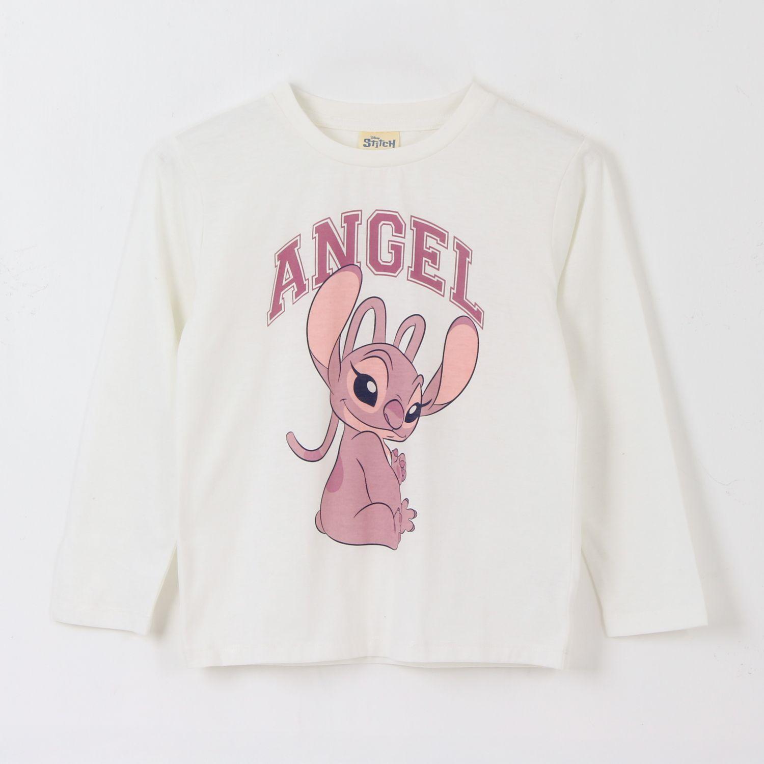 Polera Manga Larga Niña Angel Lilo & Stitch Blanco Disney-0