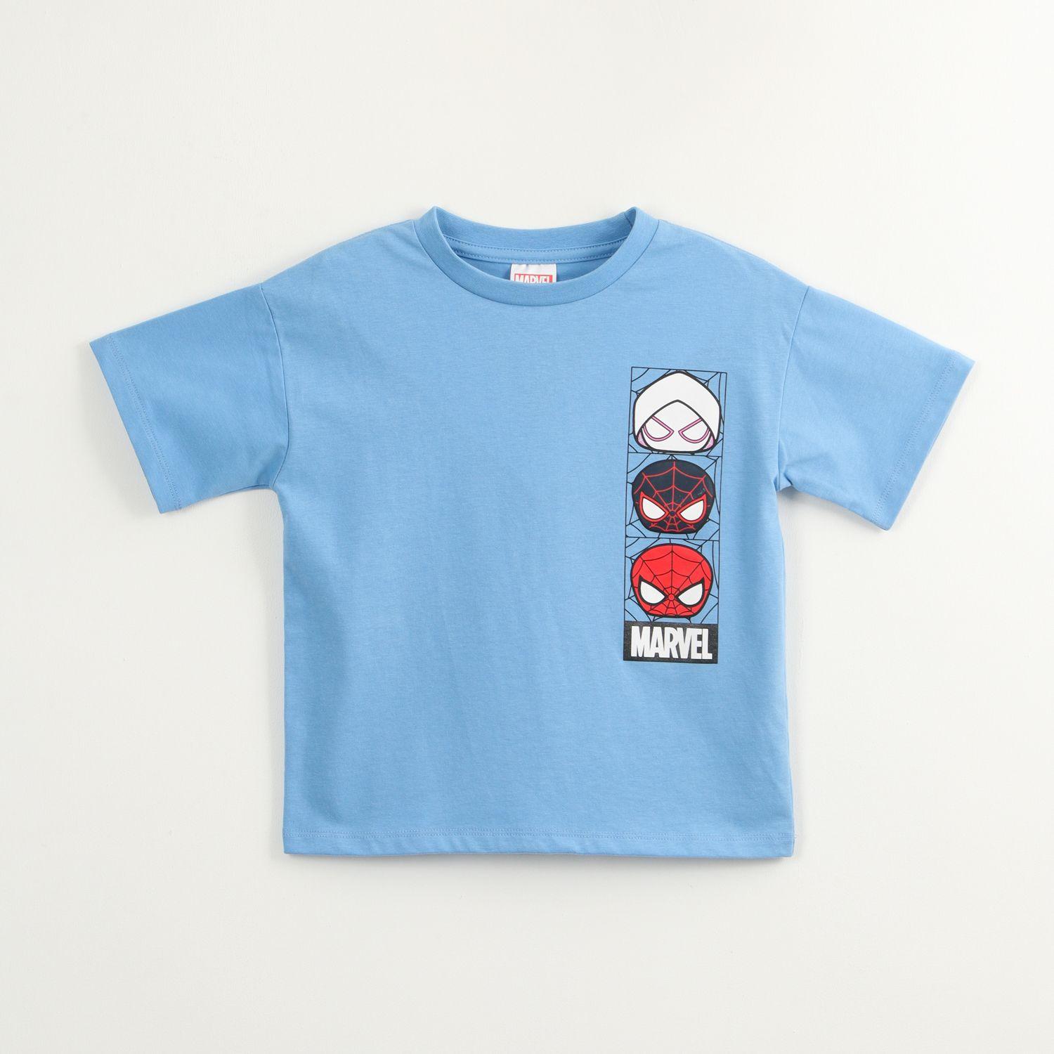 Polera Manga Corta Niño Spiderman Personajes Celeste Marvel-0