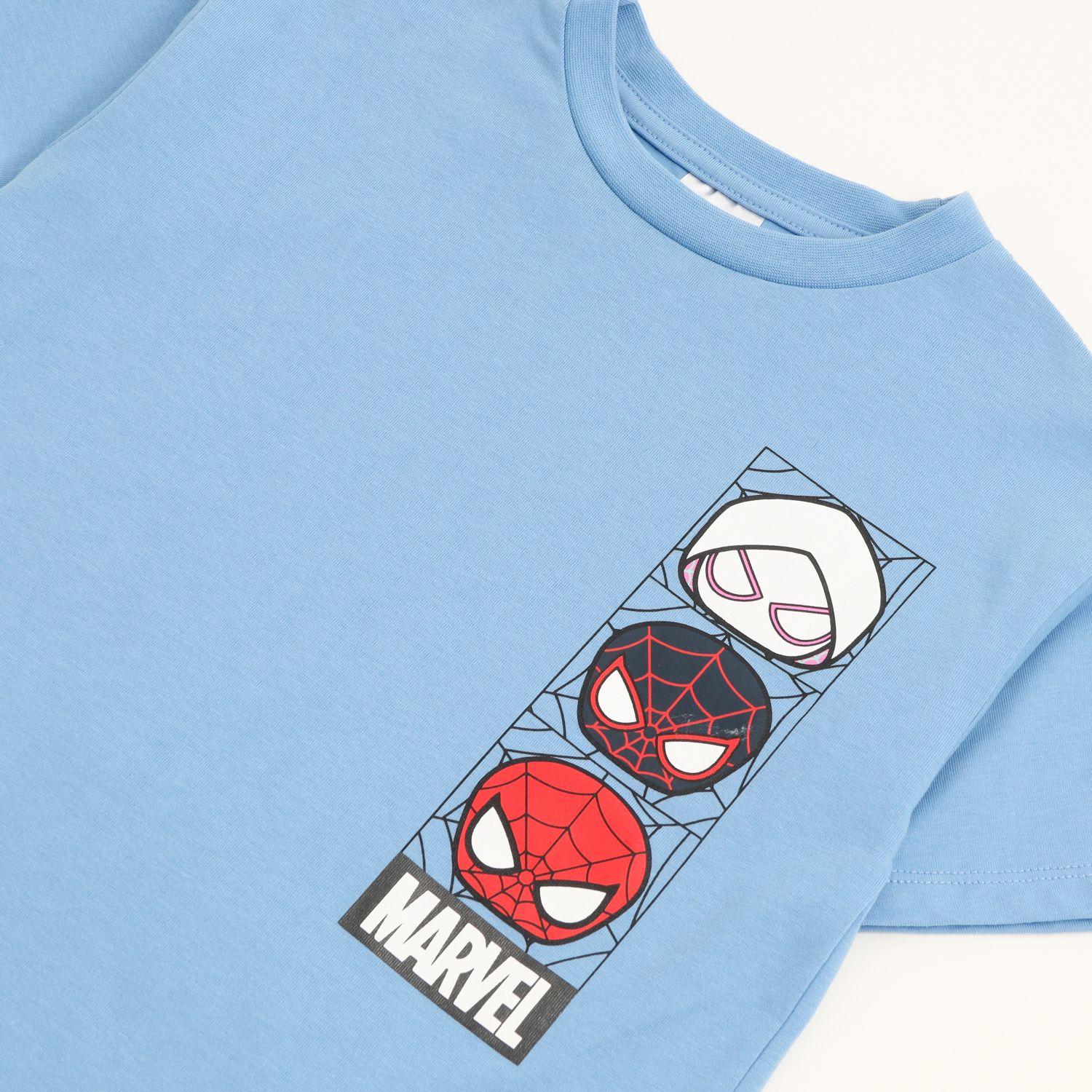 Polera Manga Corta Niño Spiderman Personajes Celeste Marvel-1