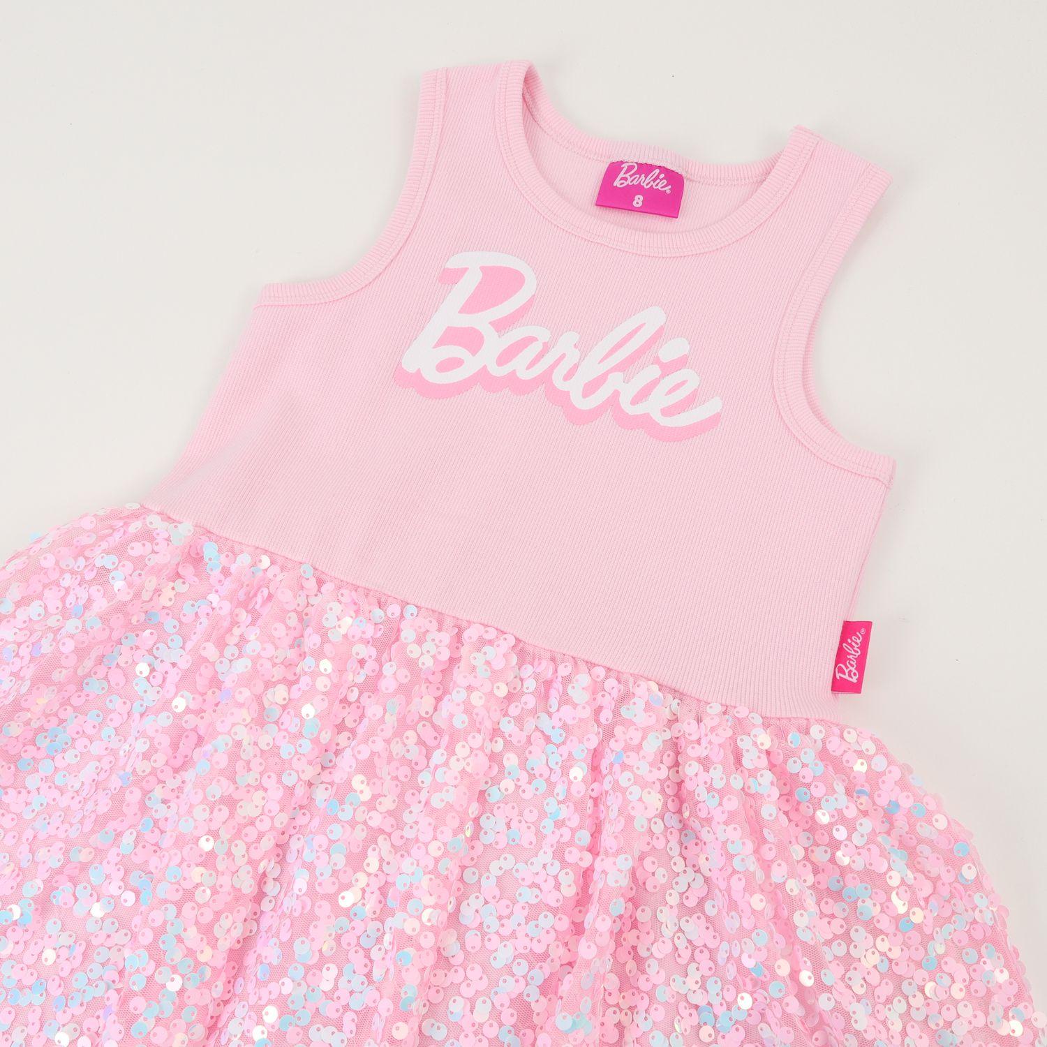 Vestido Sin Manga Niña Rosado Barbie Logo Print Barbie-2