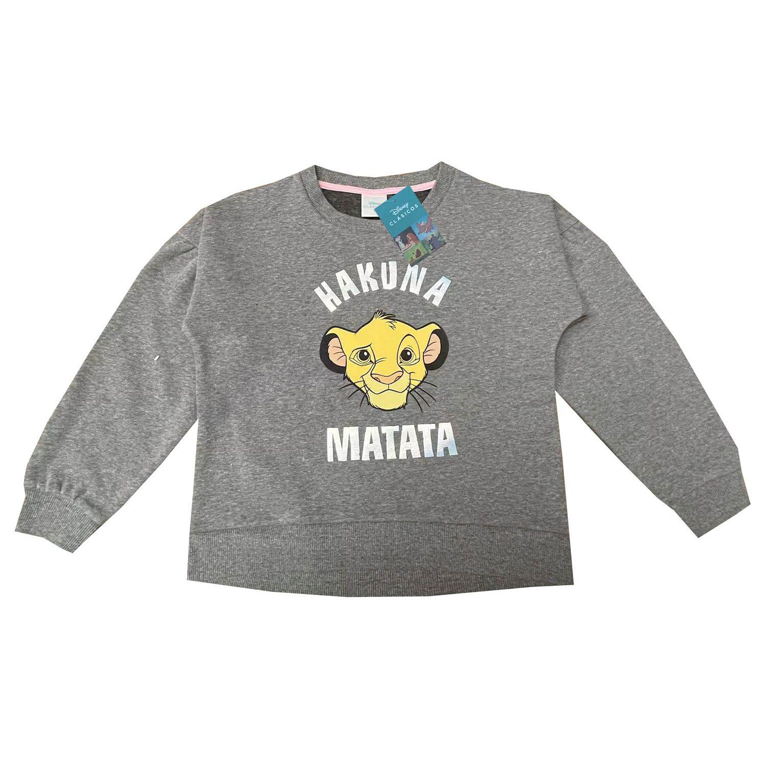 Poleron Niña Rey León Rainbow Gris Disney-0