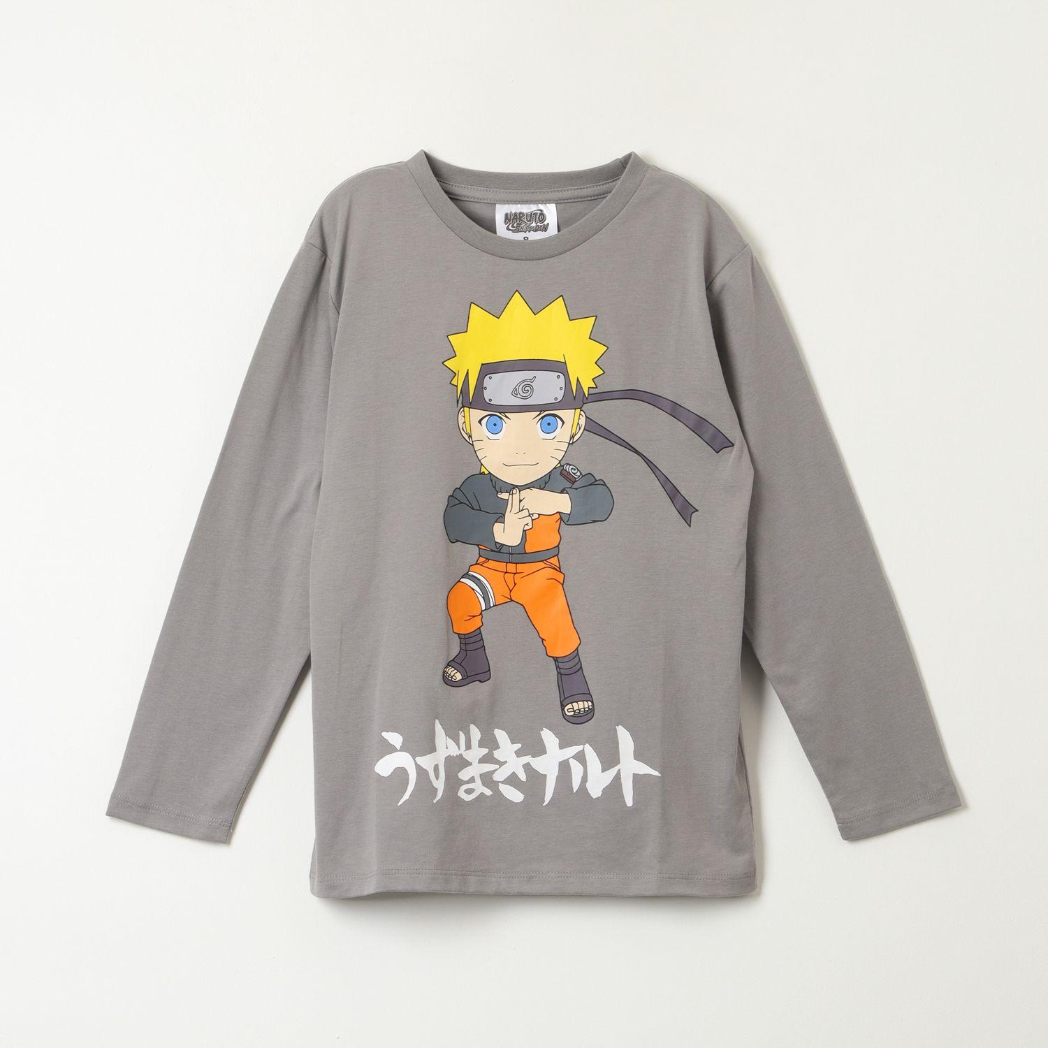 Polera Manga Larga Niño Jutsu Gris Naruto-0