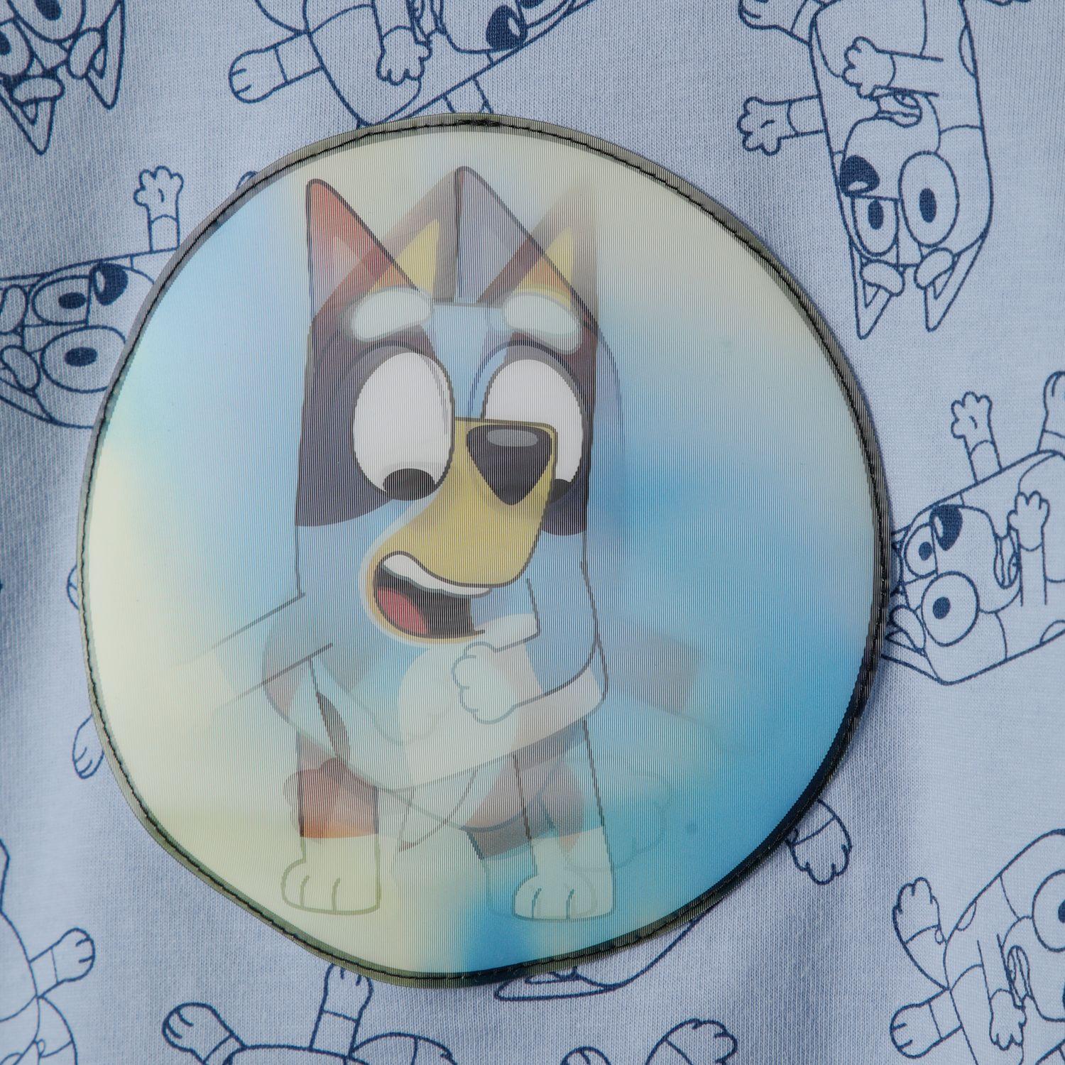 Polera Manga Larga Niño Lenticular Celeste Bluey-2