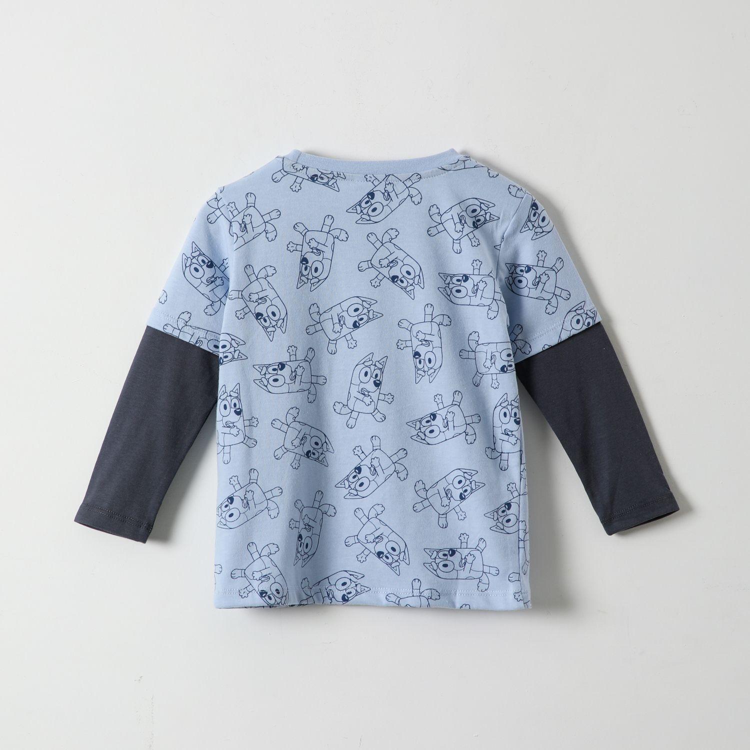 Polera Manga Larga Niño Lenticular Celeste Bluey-3
