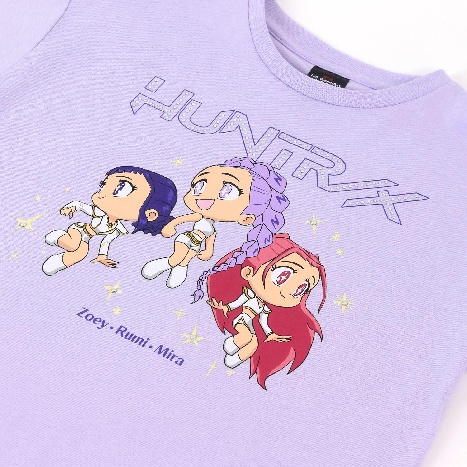 Polera Manga Corta Niña Kpop Demon Hunters Lila-2