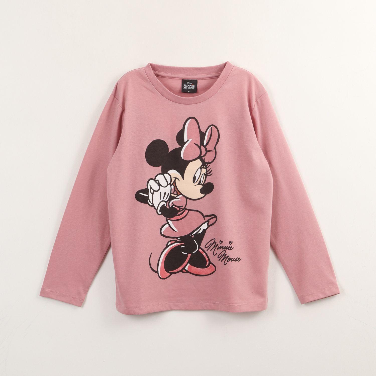 Polera Manga Larga Niña Minnie Mouse Rosado Disney-0