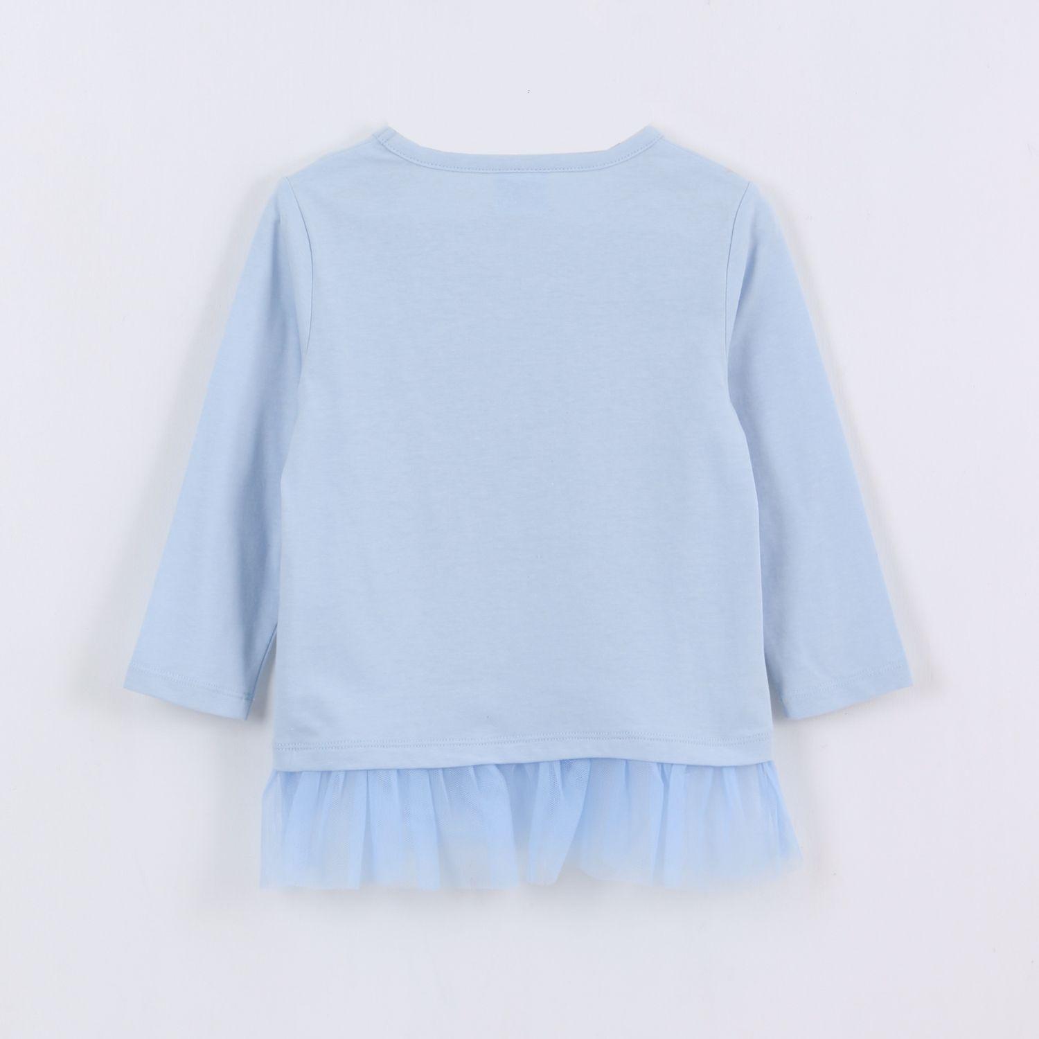 Polera Manga Larga Niña Elsa & Anna Frozen Celeste Disney-1