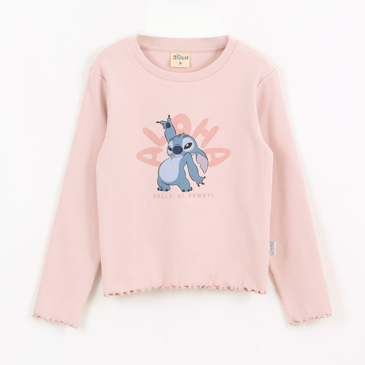Polera Manga Larga Niña Lilo & Stitch Rosado Disney-0