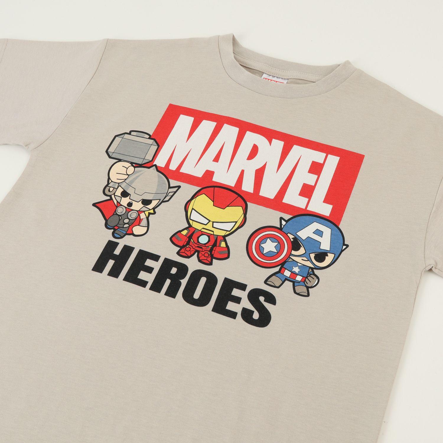 Polera Manga Corta Niño Beige Avengers Marvel-2