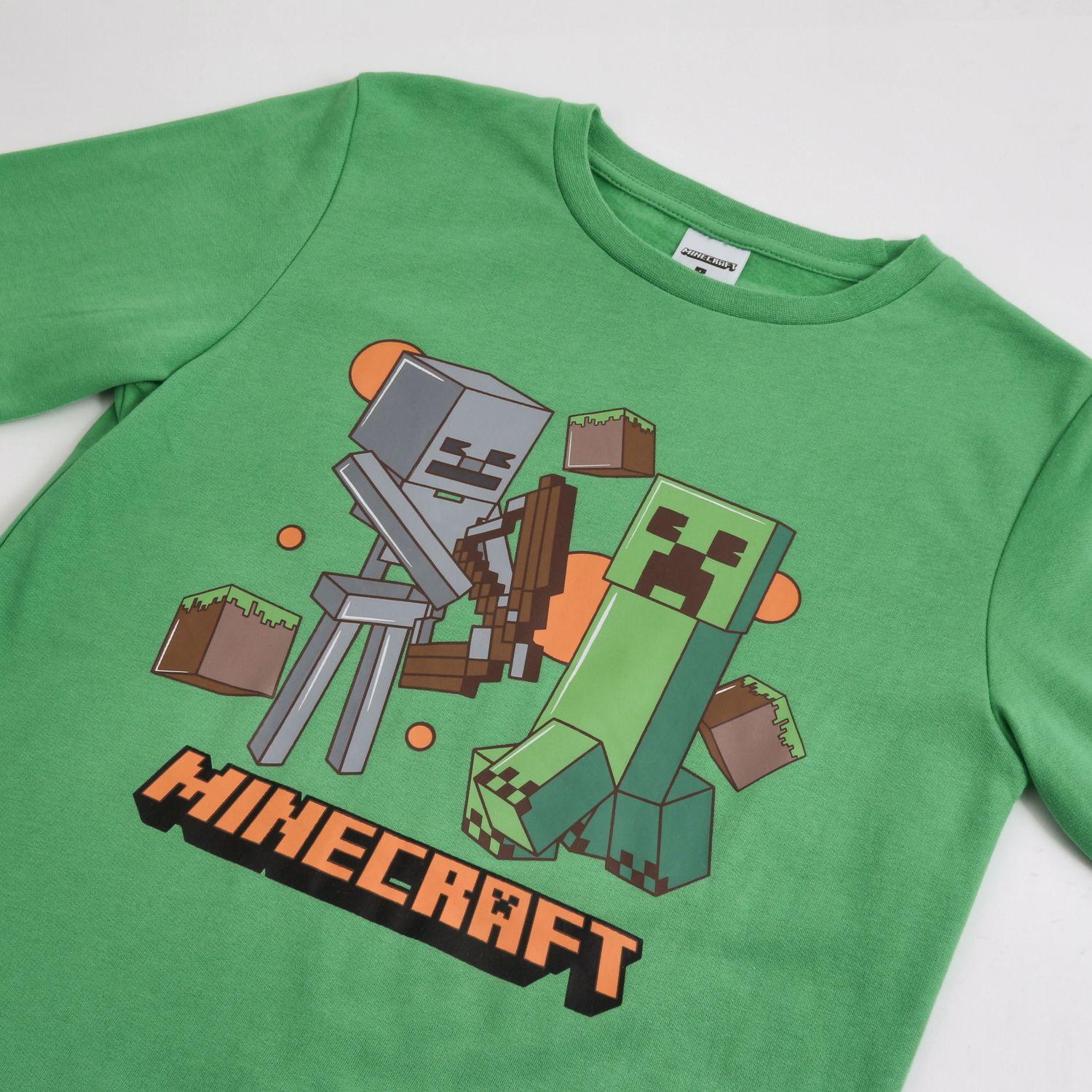 Pijama Manga Larga Niño Mobs Verde Minecraft-2
