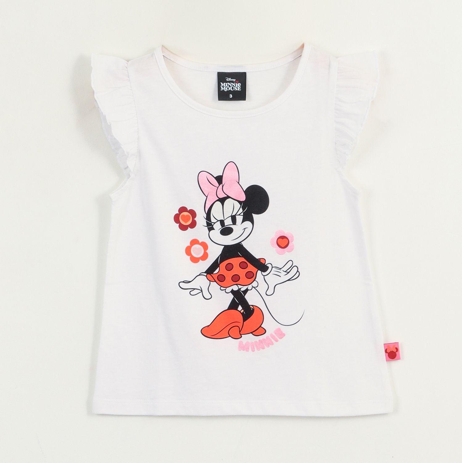 Polera Sin Manga Niña Blanco Personaje Minnie Disney-0