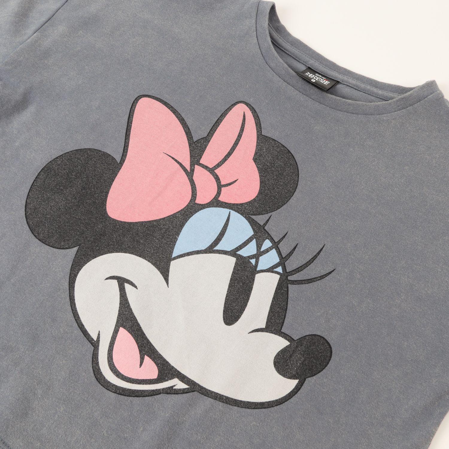 Polera Manga Corta Niña Minnie Cara Gris Disney-1