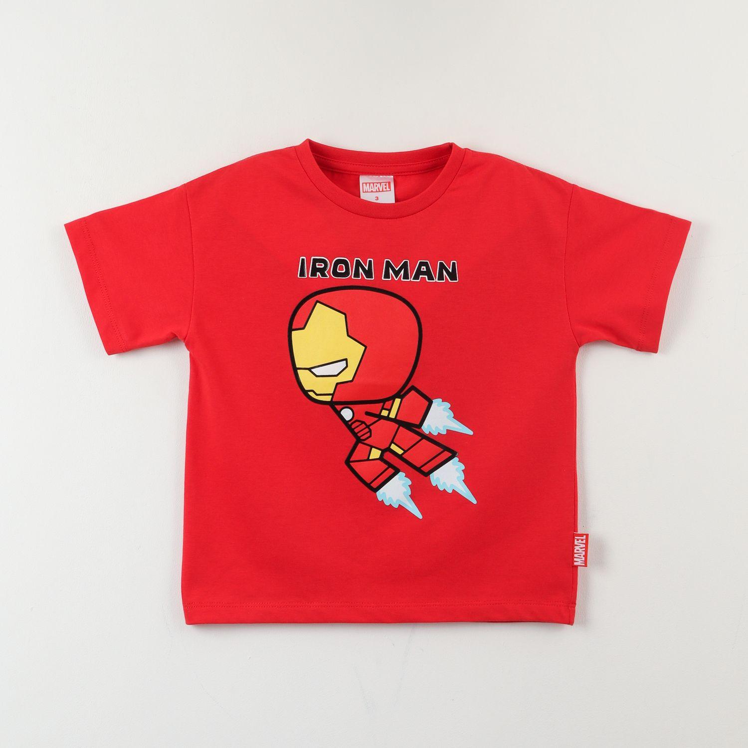 Polera Manga Corta Niño Rojo Iron Man Spidey Marvel-0