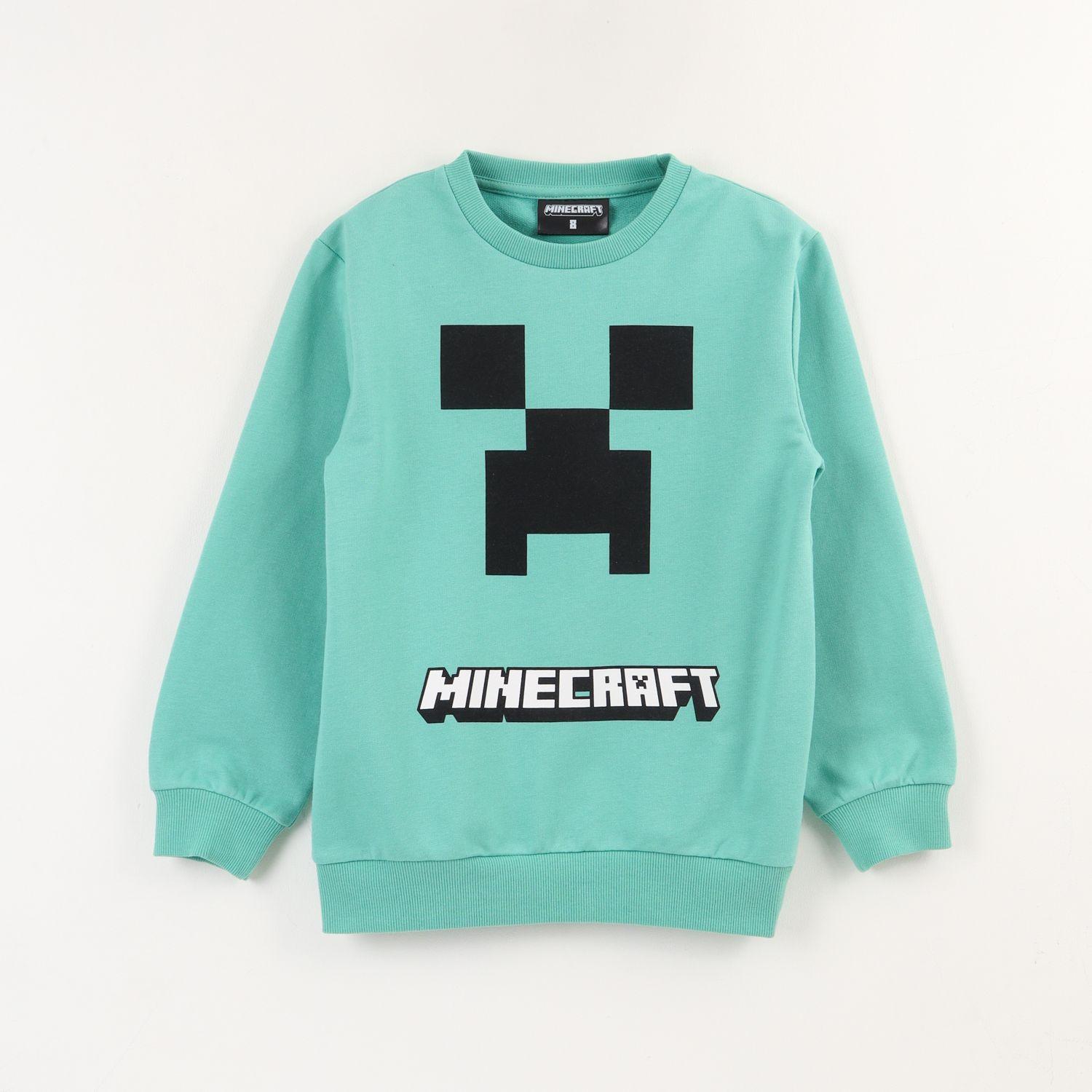 Poleron Cerrado Niño Verde Creeper Face Minecraft-0