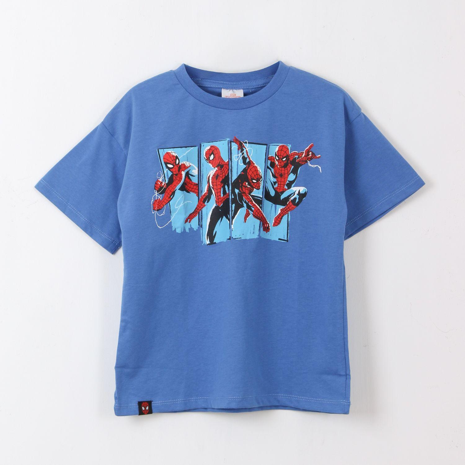 Polera Manga Corta Niño Azul Saltando Spiderman Marvel-0