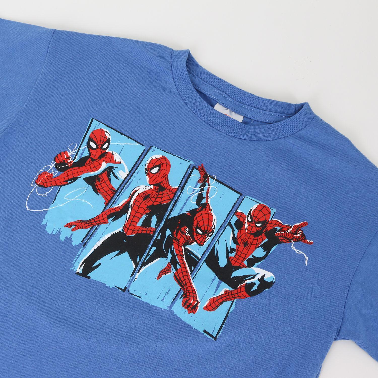 Polera Manga Corta Niño Azul Saltando Spiderman Marvel-2
