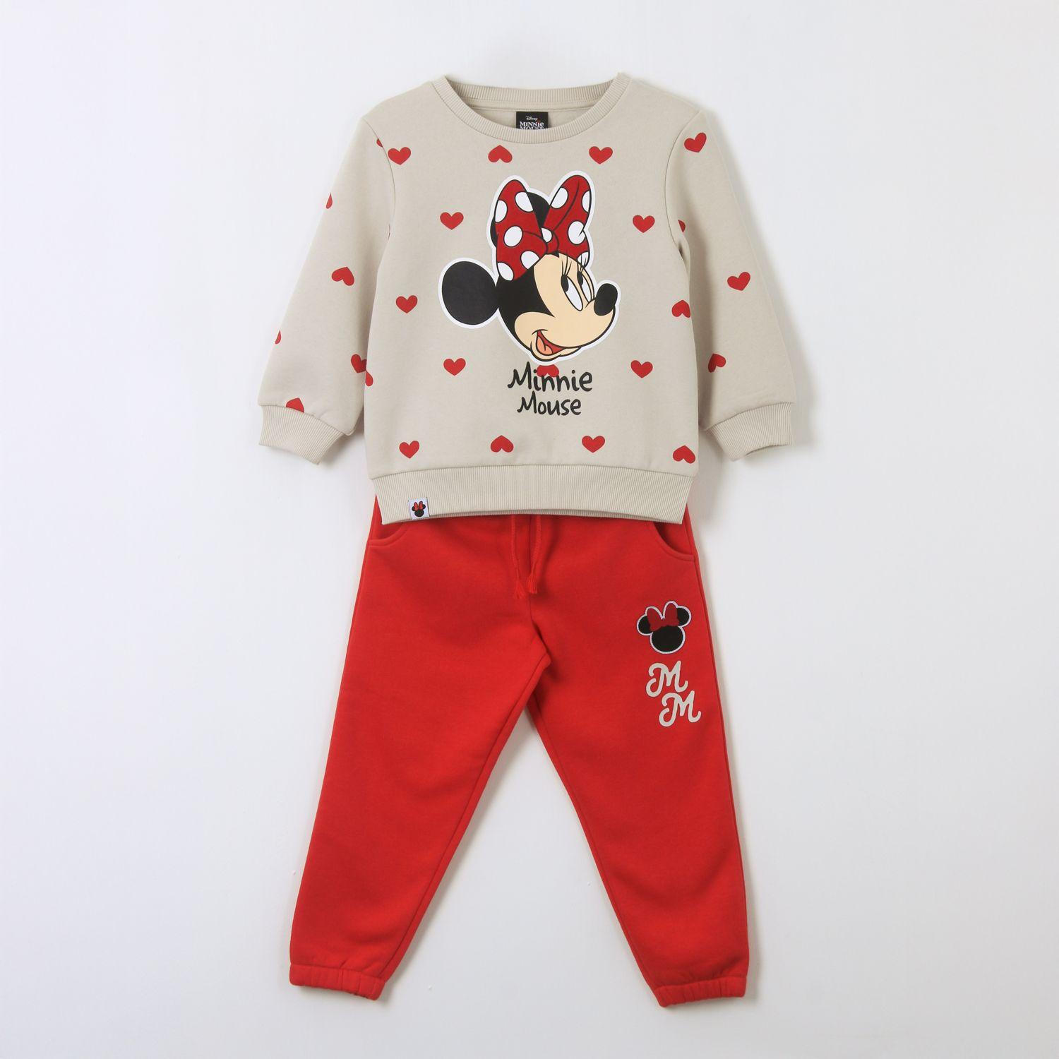 Conjunto Buzo Niña Print Corazones Minnie Beige Disney-0