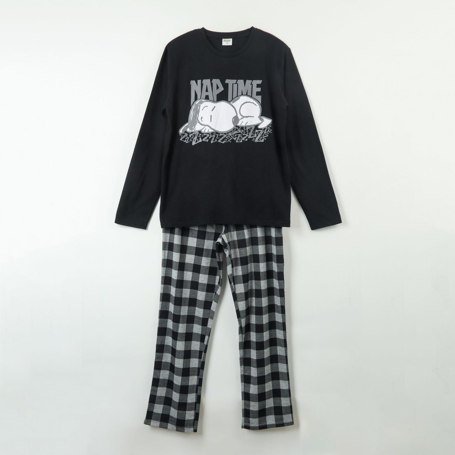 Conjunto Pijama Hombre Nap Time Negro Snoopy-0