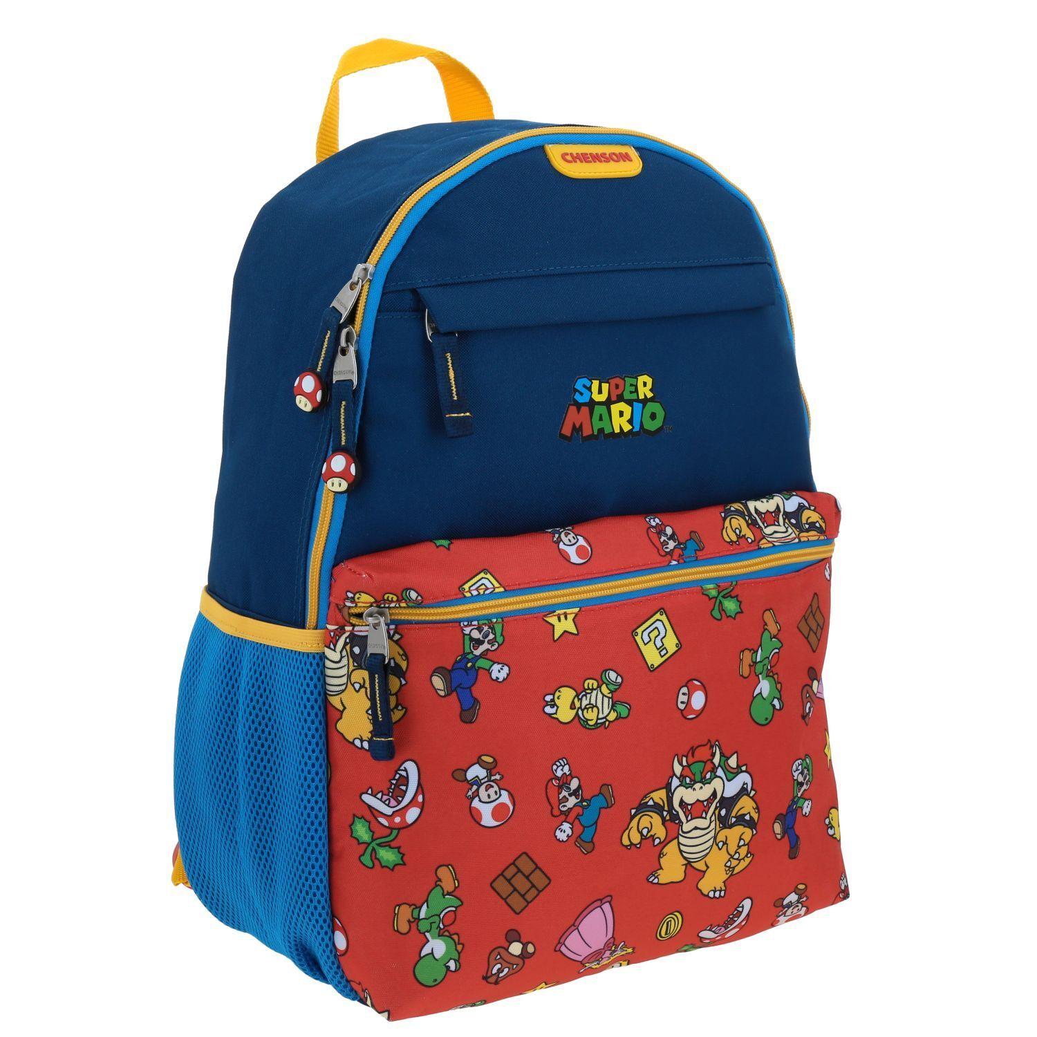 Mochila Escolar Niño Bolsillo Print Azul Mario Bros-5
