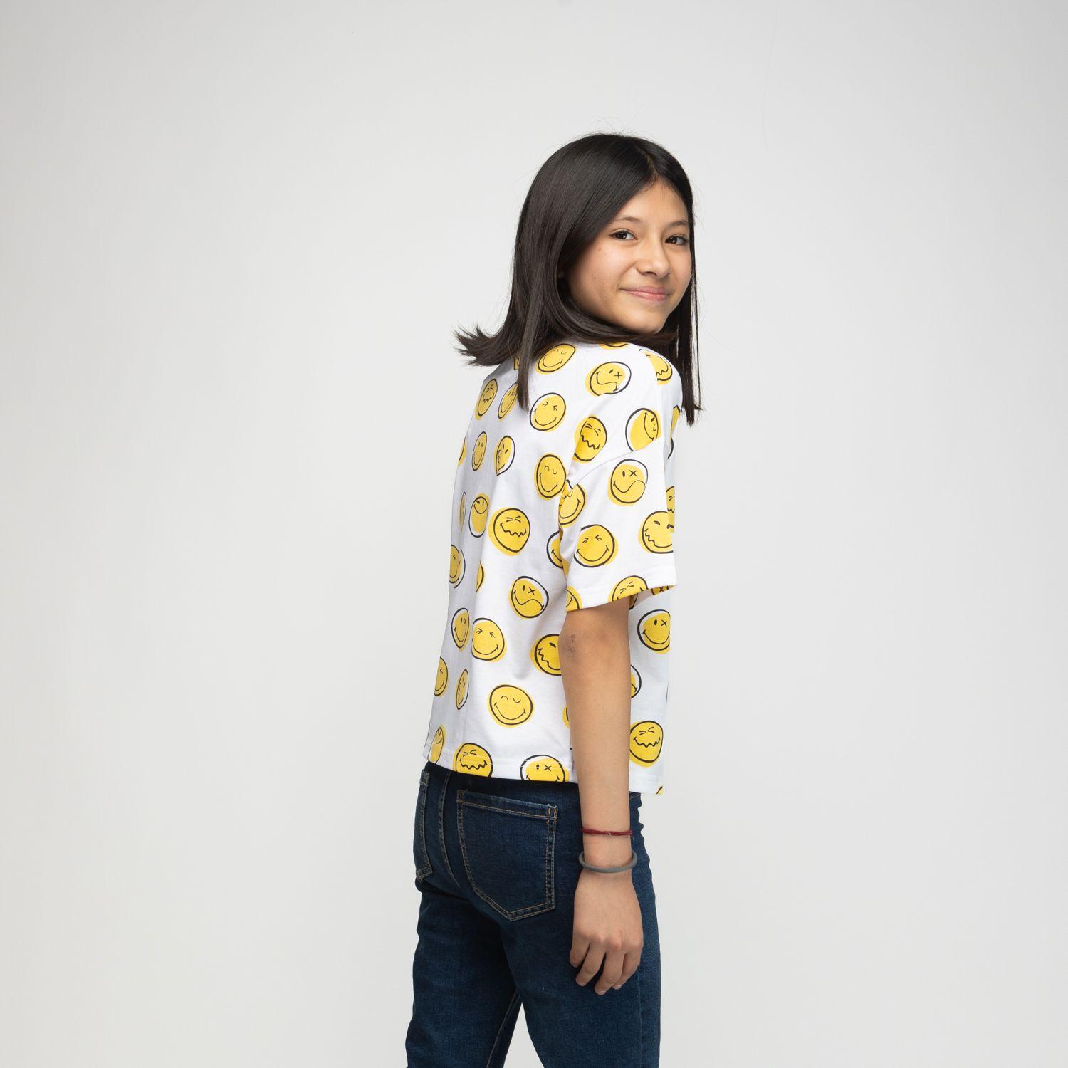 Polera Niña Full Print Blanco SmileyWorld ®-2