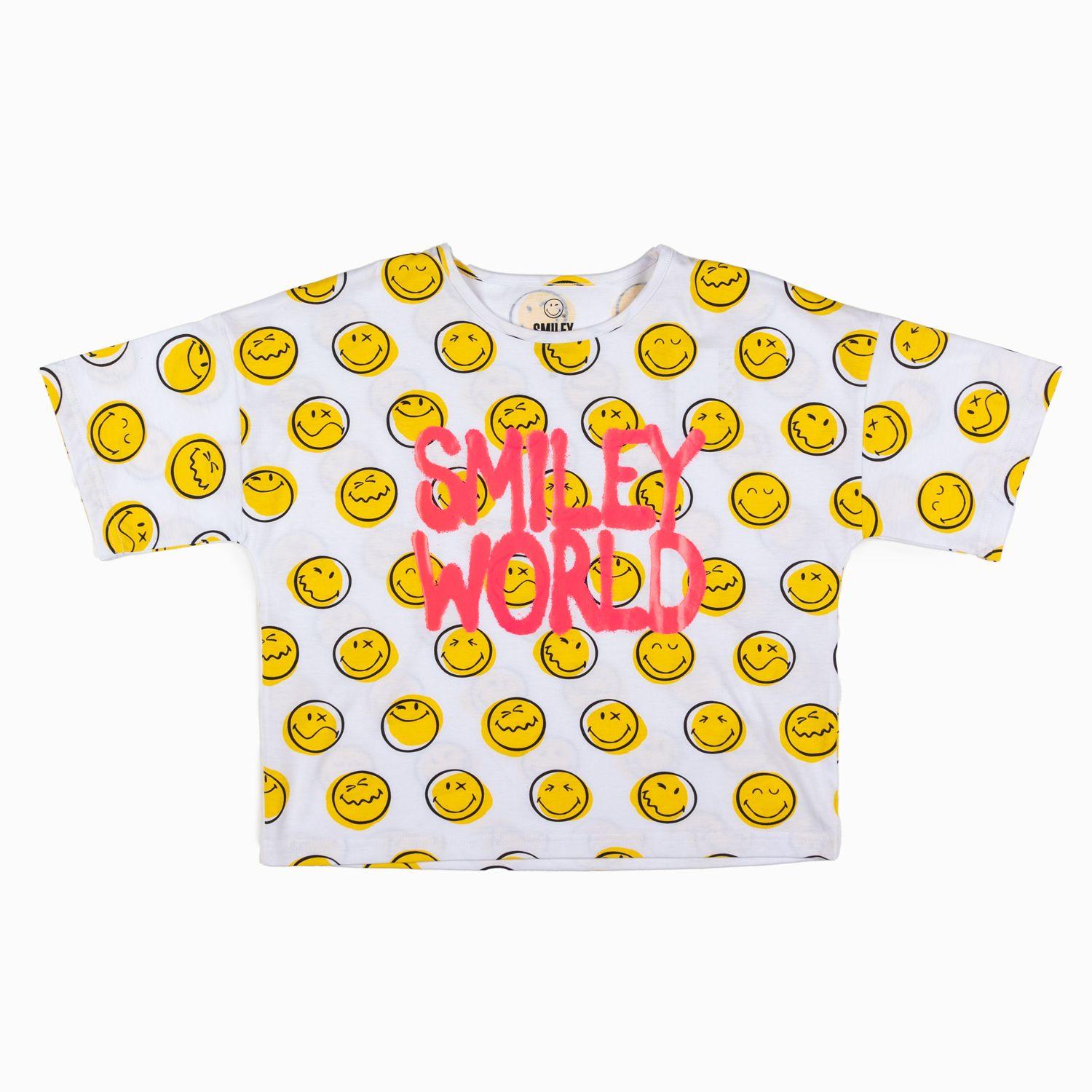 Polera Niña Full Print Blanco SmileyWorld ®-4