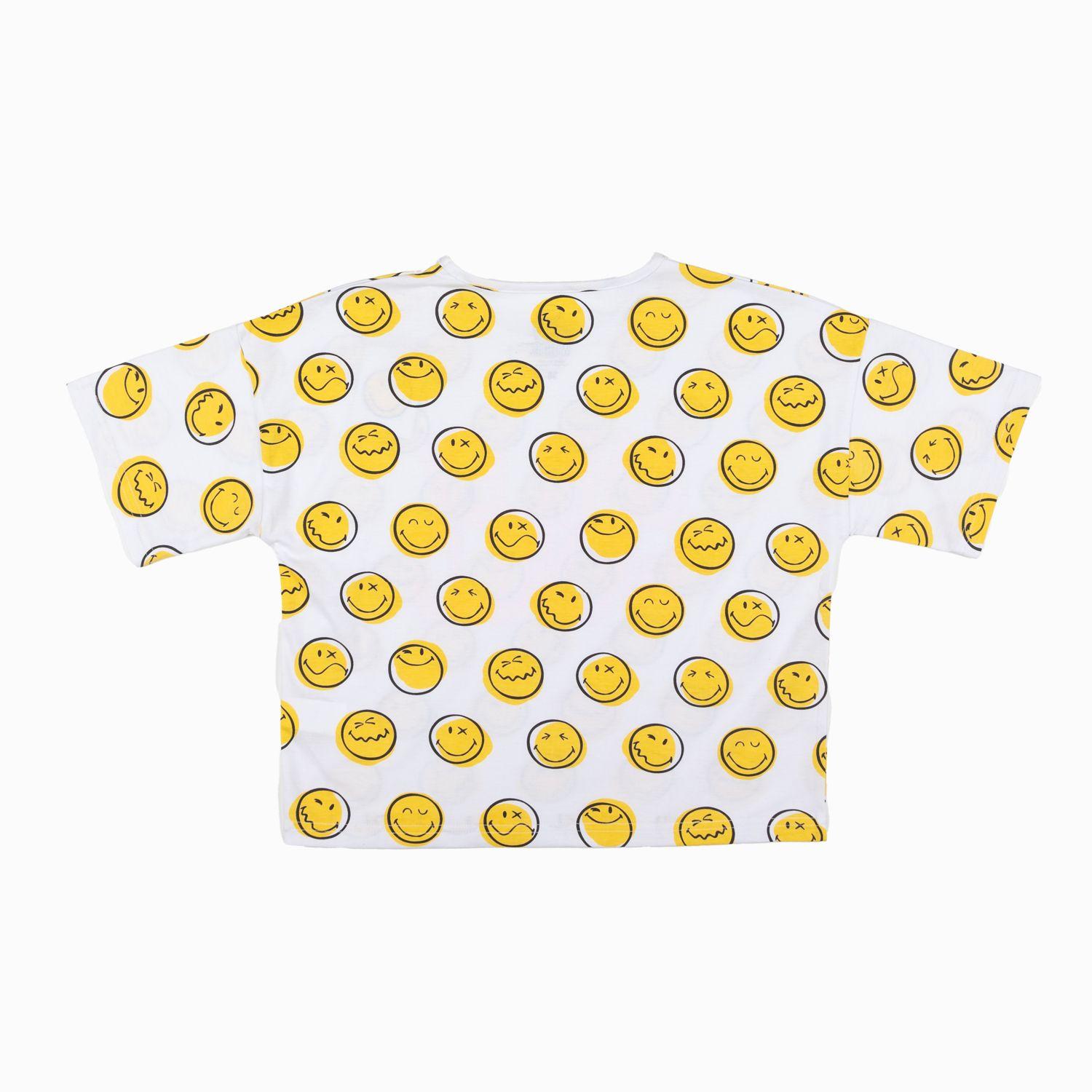 Polera Niña Full Print Blanco SmileyWorld ®-5