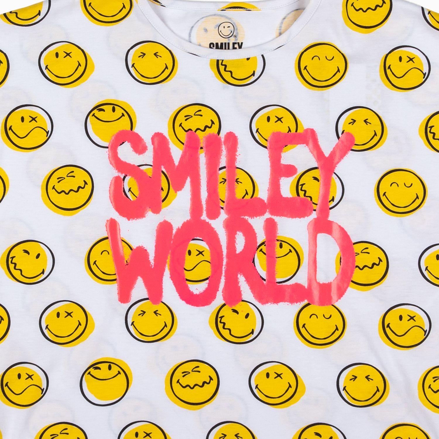 Polera Niña Full Print Blanco SmileyWorld ®-6