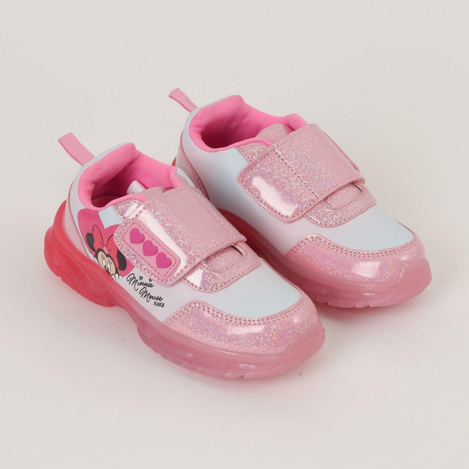 Zapatilla Con Luces Niña Minnie Corazones Rosado Disney-1