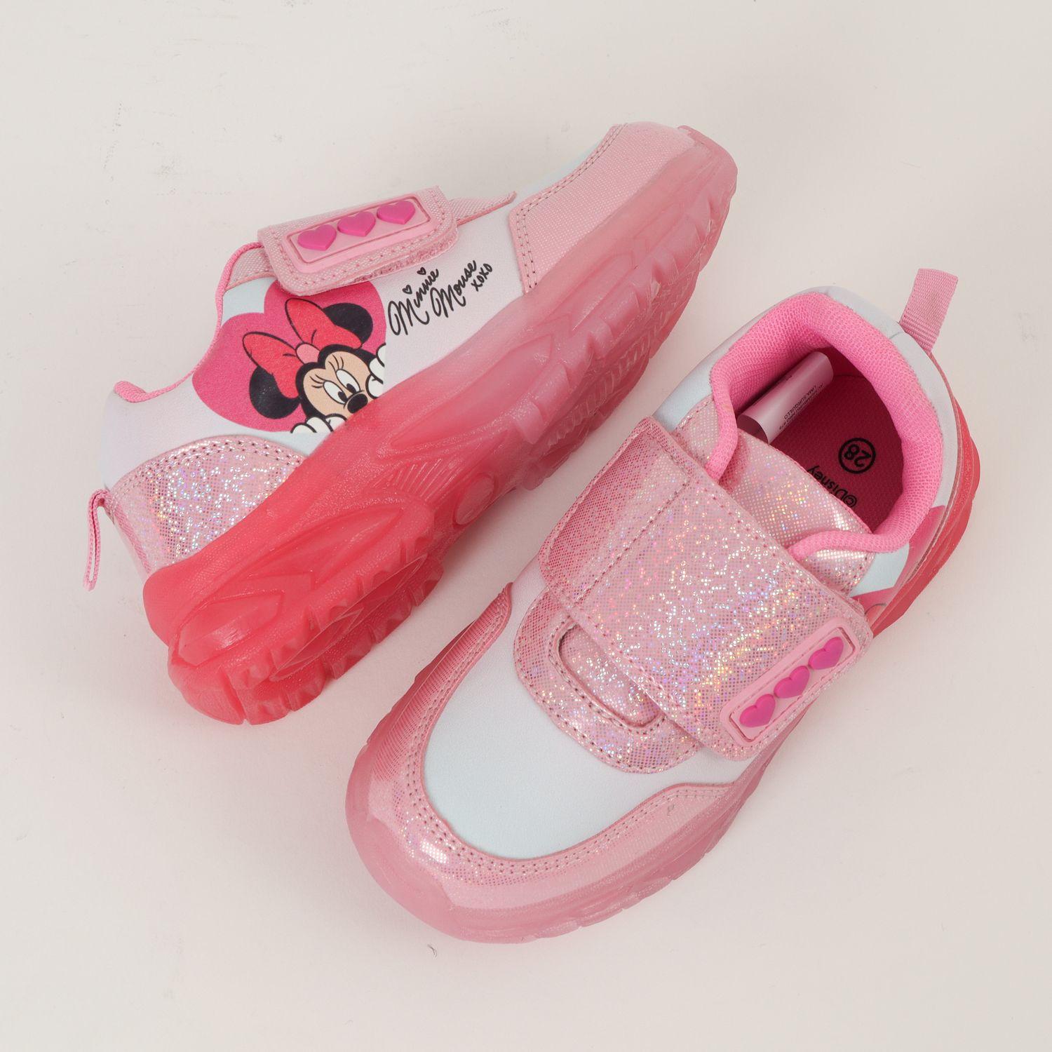 Zapatilla Con Luces Niña Minnie Corazones Rosado Disney-2