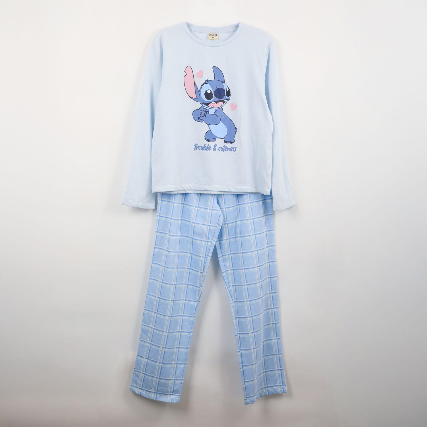 Pijama Manga Larga Juvenil Lilo & Stitch Celeste Disney-0