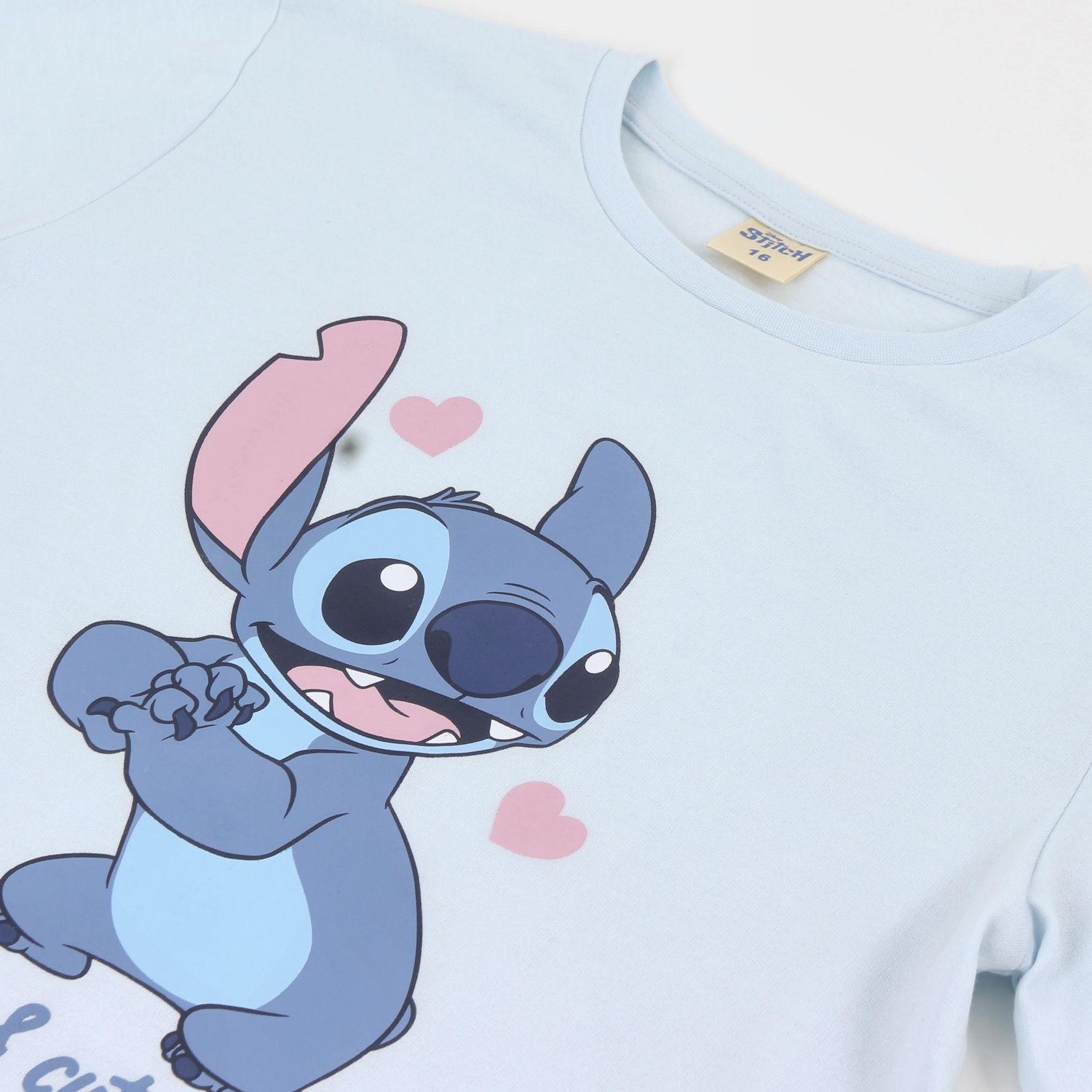 Pijama Manga Larga Juvenil Lilo & Stitch Celeste Disney-2