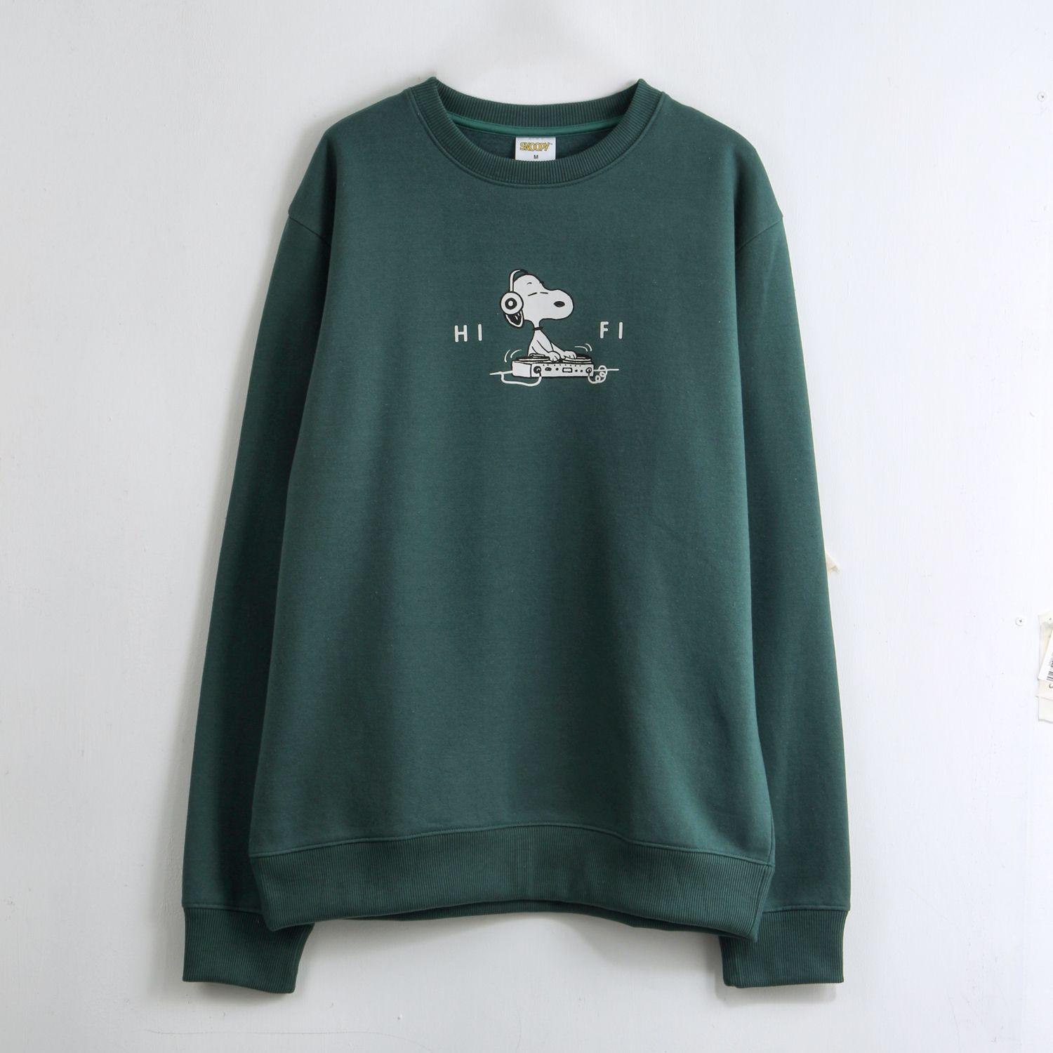 Polerón Cerrado Hombre Back Print Verde Snoopy-0