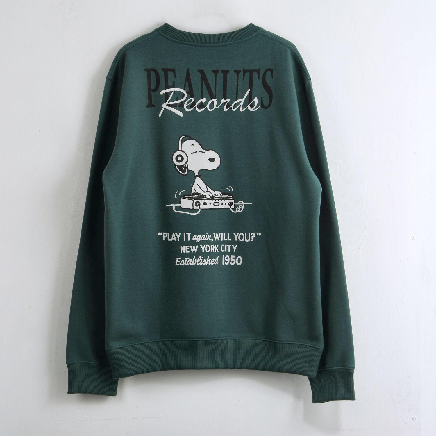 Polerón Cerrado Hombre Back Print Verde Snoopy-1