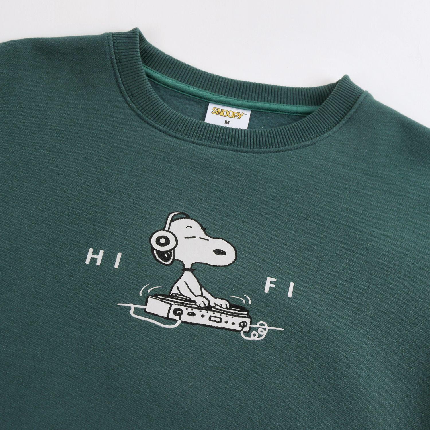 Polerón Cerrado Hombre Back Print Verde Snoopy-2