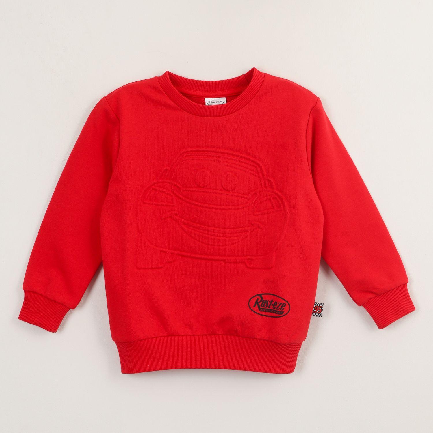 Poleron Cerrado Niño Cars Relieve Emboss Rojo Disney-0