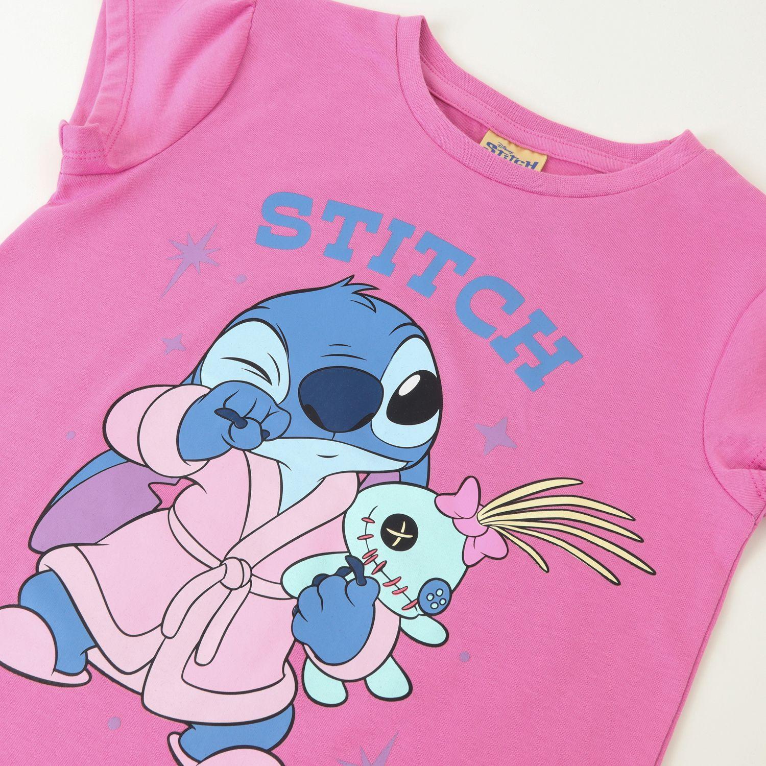 Pijama Manga Corta Niña Rosado Bata Lilo & Stitch Disney-2