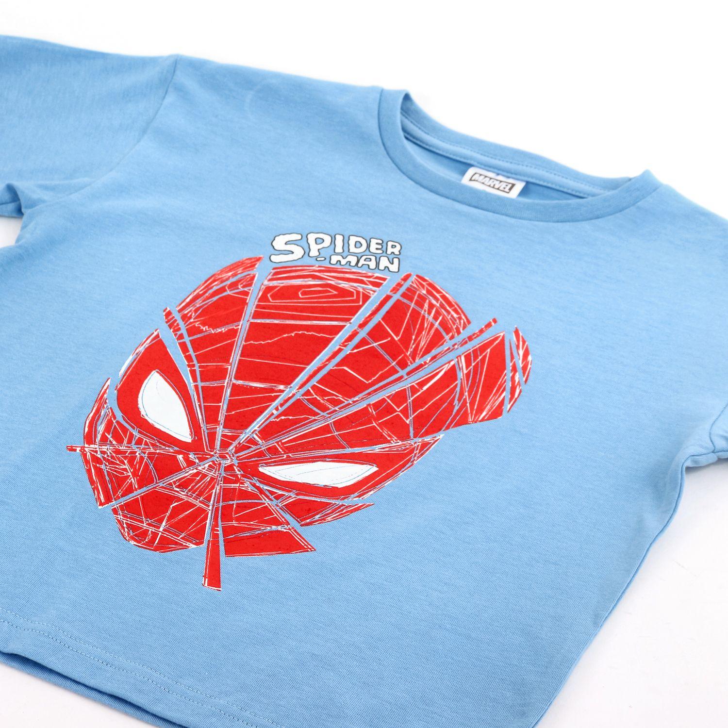 Polera Manga Corta Niño Spiderman Marvel Cara Azul-2