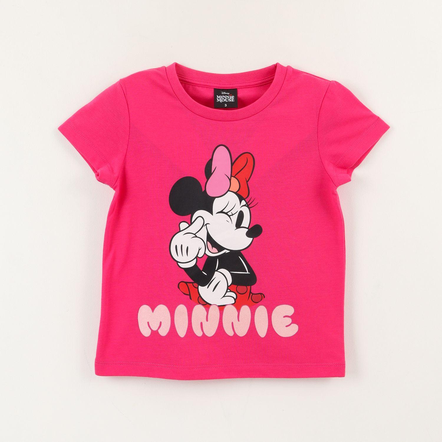 Polera Manga Corta Niña Rosado Minnie Cheek Disney-0