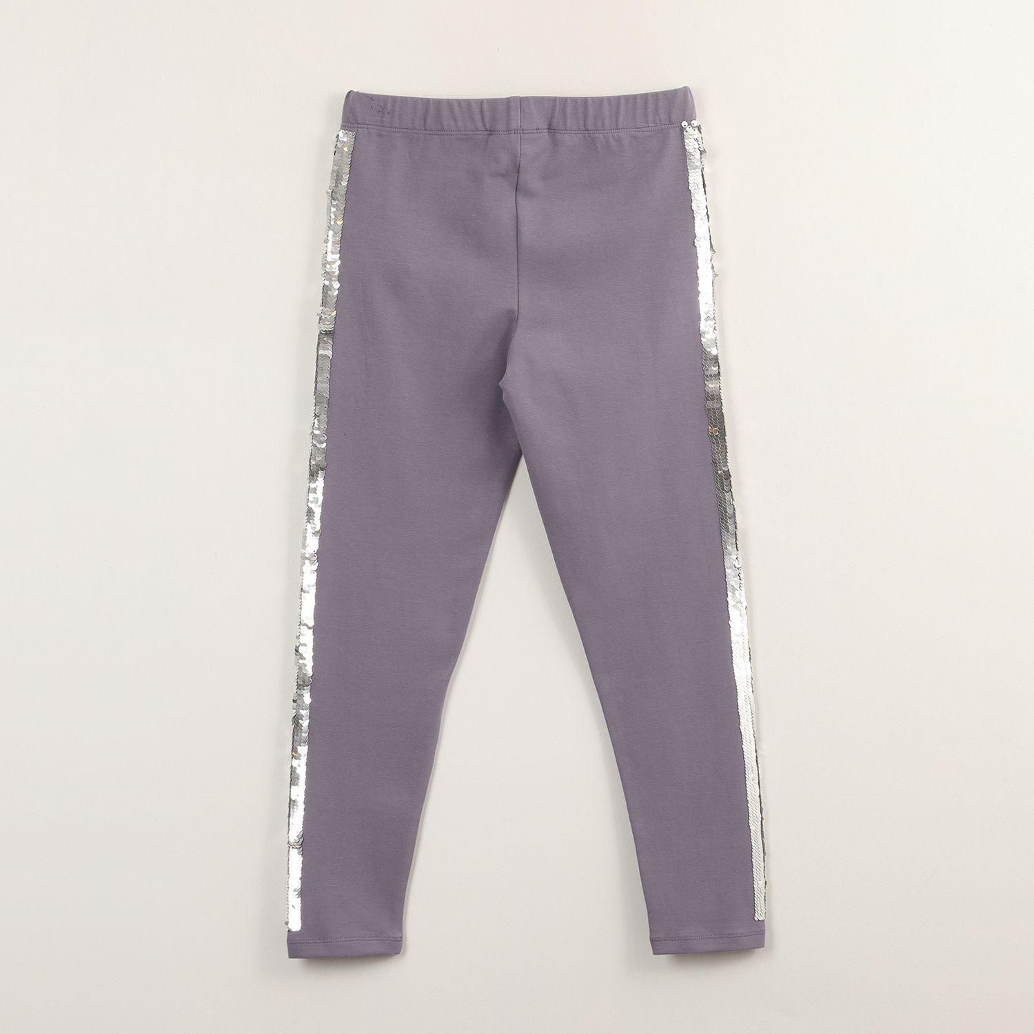 Calza Niña Frozen Lineas De Lentejuelas Gris Disney-2