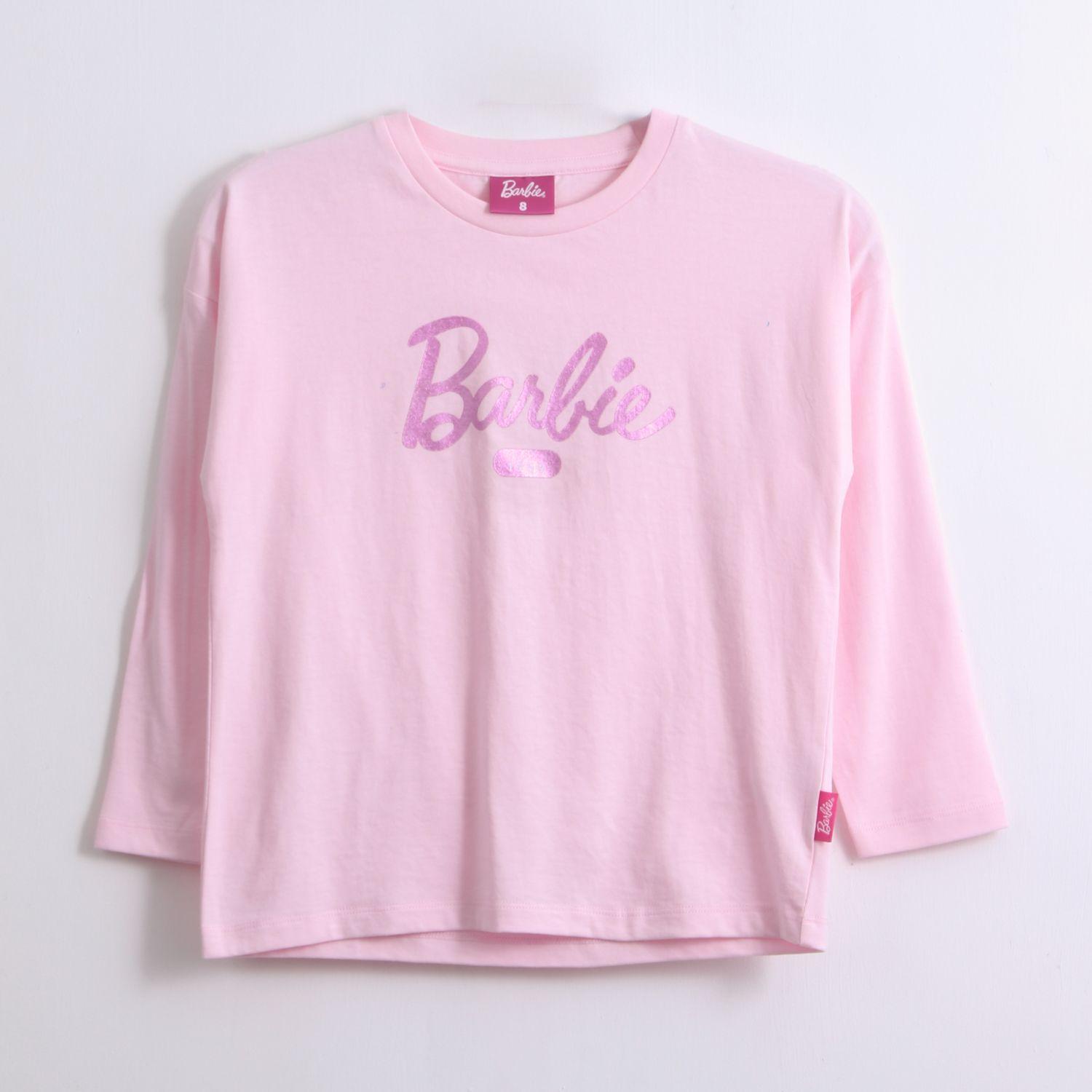 Polera Manga Larga Niña Logo Frontal Rosado Barbie-0