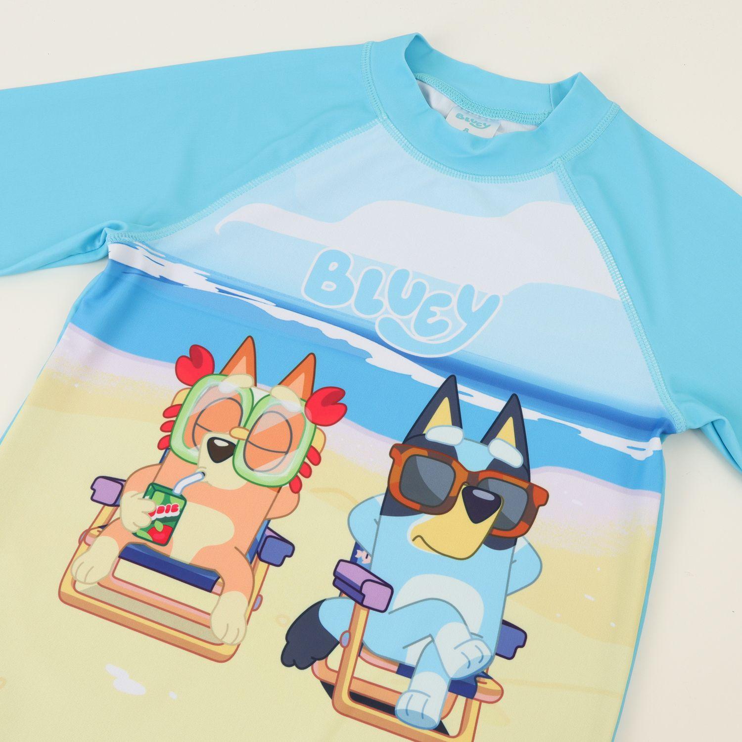 Polera UV Manga Larga Niño Celeste Playa Bingo & Bluey-2