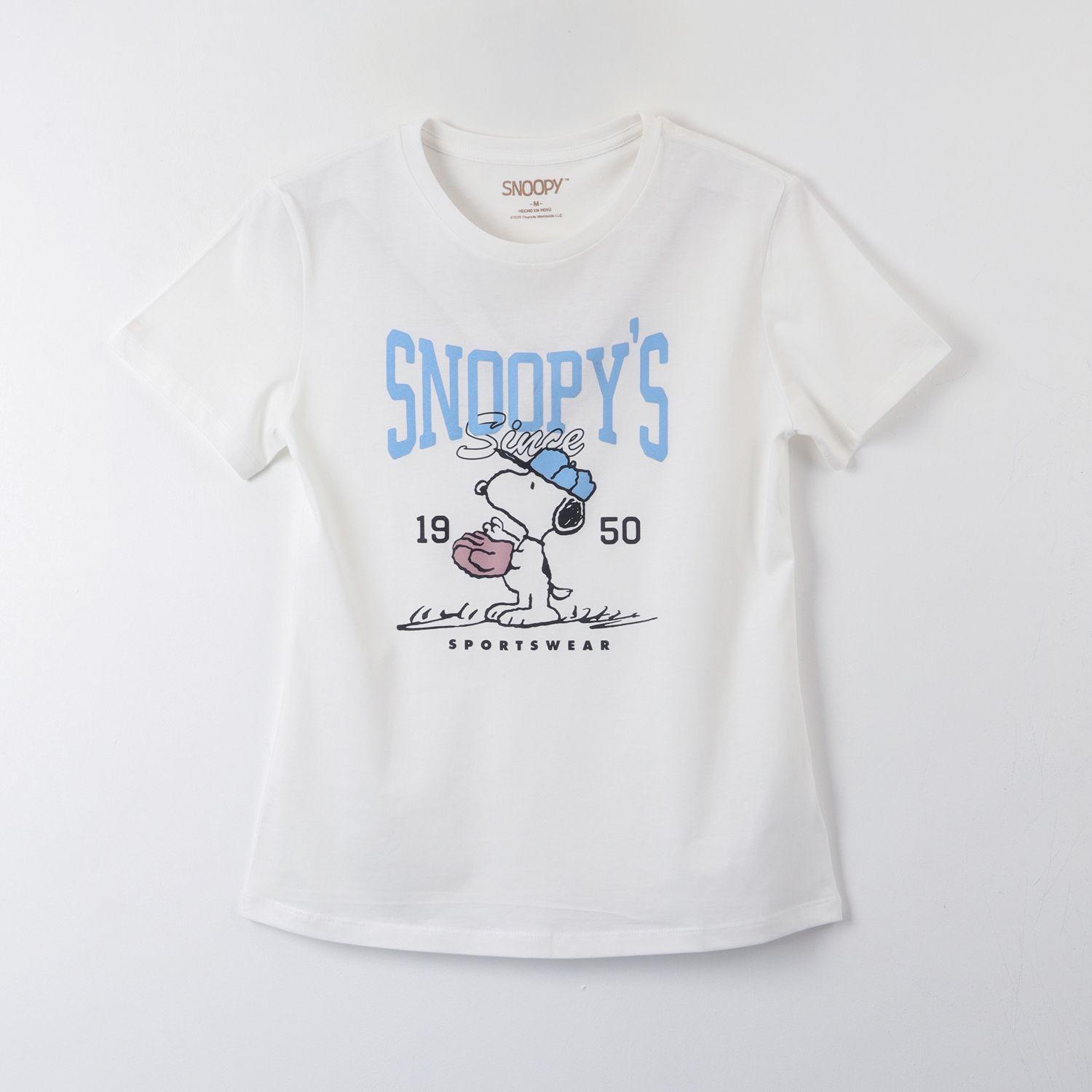 Polera Manga Corta Mujer 1950 Blanco Snoopy-0