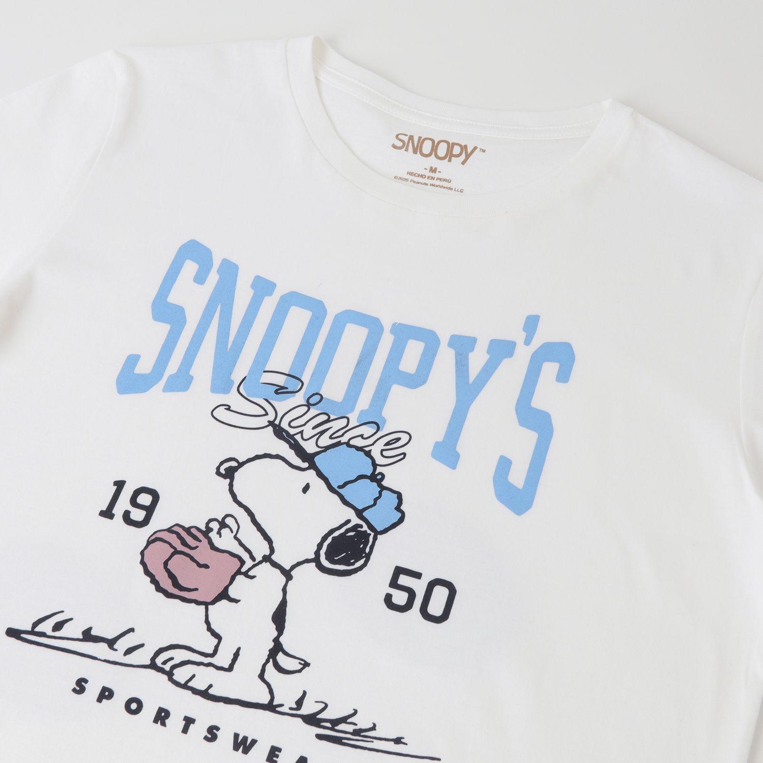 Polera Manga Corta Mujer 1950 Blanco Snoopy-1